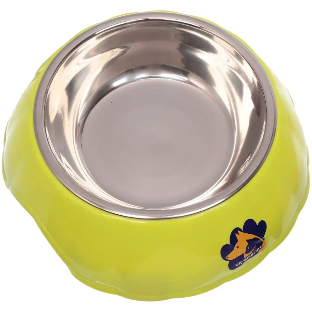 Миска пластиковая с металлической чашкой «Классик» 16*5см цвет зеленый