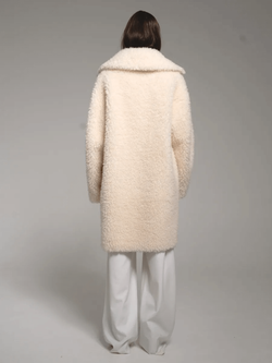 Шуба женская из 100% овечьей шерсти мериноса на зиму, жемчужная, SilverFox