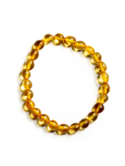 Детский браслет из цельного янтаря "Морская галька". Браслет для детей из натуральных камней