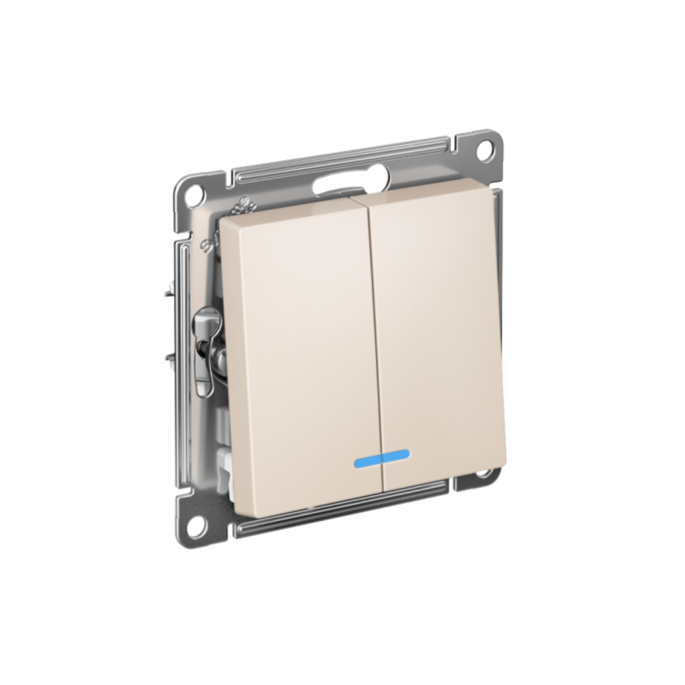 Выключатель 2-кл. СП AtlasDesign 10А IP20 (сх. 5а) 10AX с подсветкой механизм беж. SE ATN000253