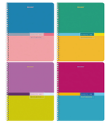 Тетрадь А5 48л. клетка "Color" гребень, глянцевая ламинация, микс (BRAUBERG)