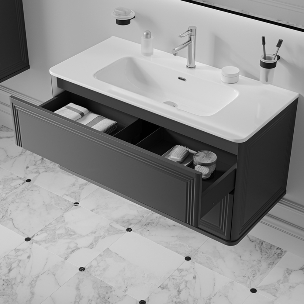 Тумба с умывальником IDDIS Oxford Neo, подвесная, 100 см, темно-серый, OXN10D0i95K