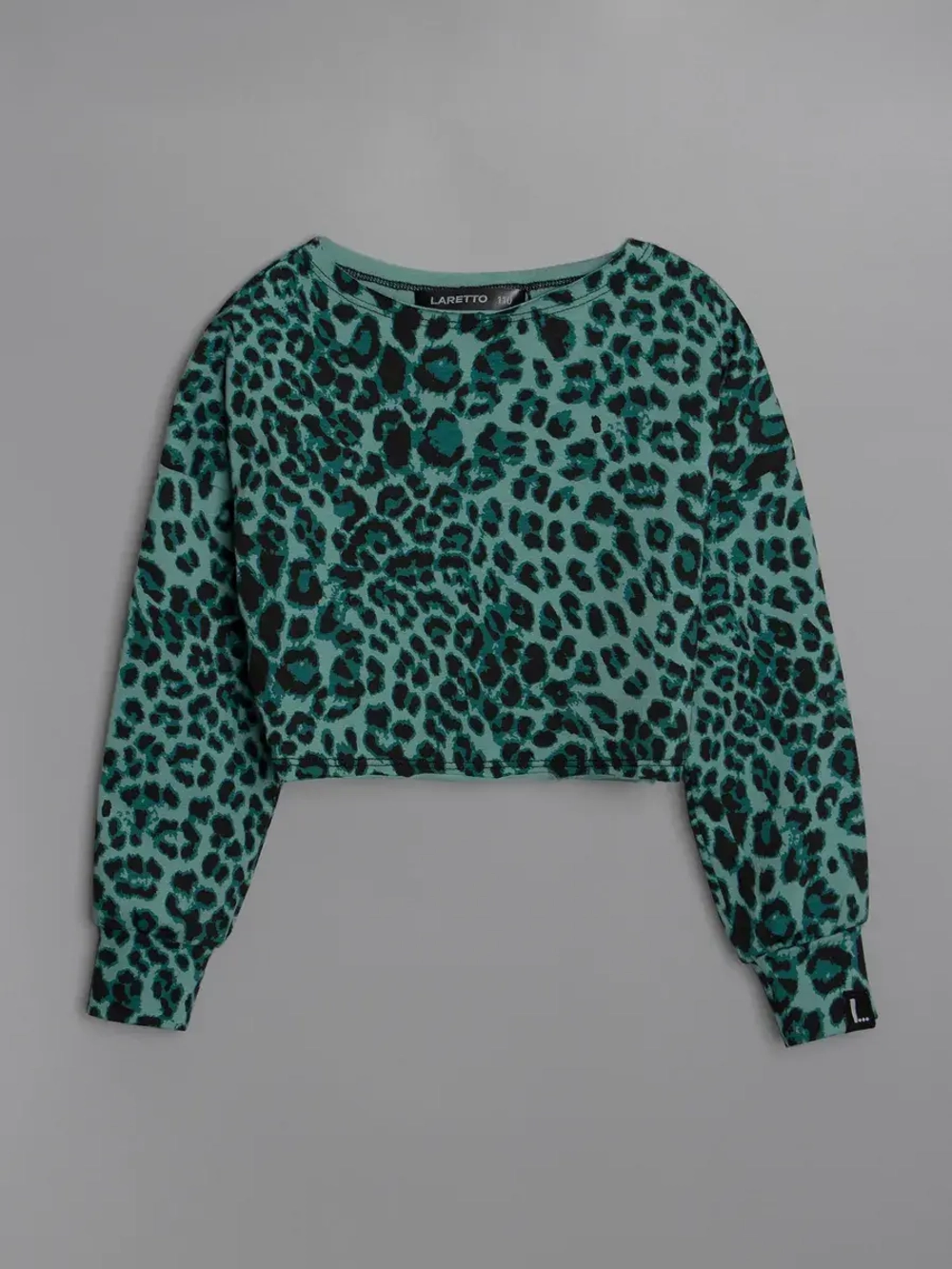 Лонгслив для девочки укороченный, леопард