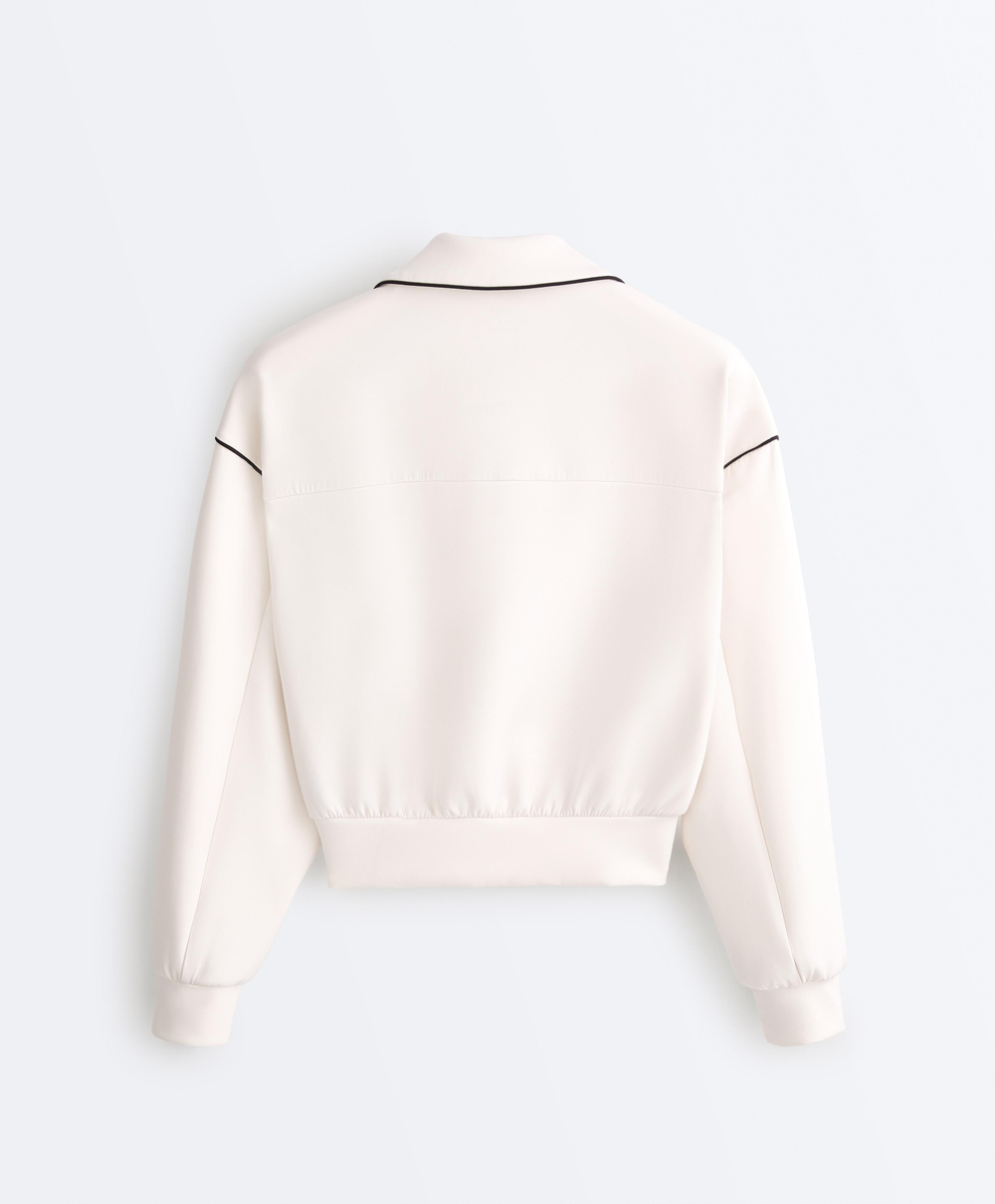 Oysho Куртка с эффектом неопрена без капюшона, экрю