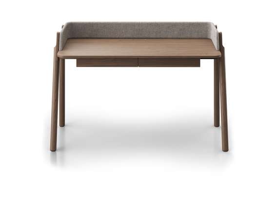 Стол письменный Basic 140*60 см (натуральный дуб, бежевый рогожка)