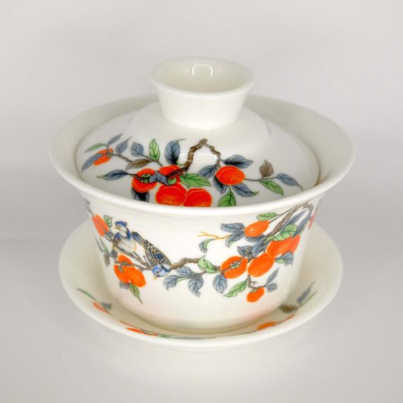 Гайвань Рябина с птичкой, фарфор, 300 мл