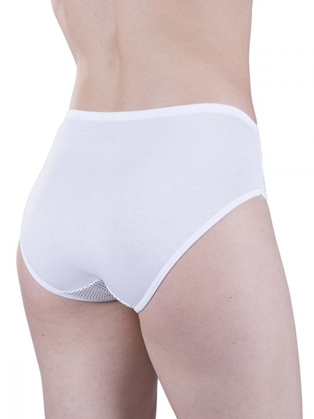 Классические женские слипы средней посадки в горошек (Размер: XXL) (Цвет: белый)