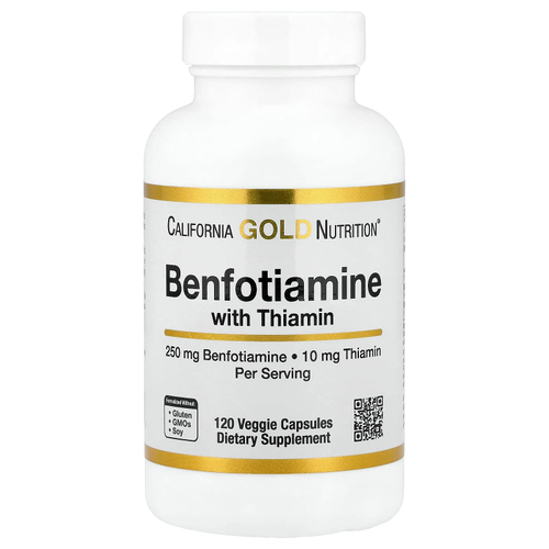 California Gold Nutrition, бенфотиамин и тиамин, 250 мг, 120 растительных капсул