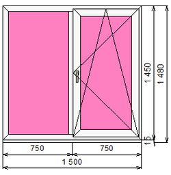 Пластиковое окно 1450 х 1500 ТермА Эко