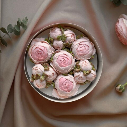 Букет «Розовый рассвет» в шляпной коробке