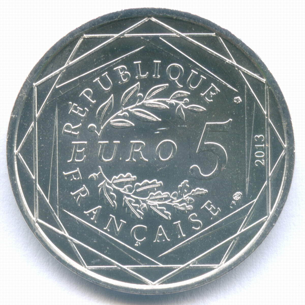 Набор 5 евро 2013 год 3 шт. Франция. Свобода. Равенство. Братство. Серебро BrUNC