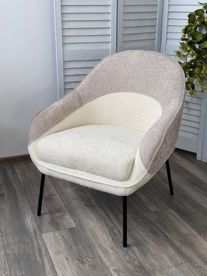 Кресло SION 3018-01 белый / 3018-10 бежевый, шенилл / черный каркас