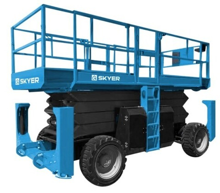 Передвижной телескопический подъемник SKYER DPL1568 самоход, ножничный с выдв.платф. дизель