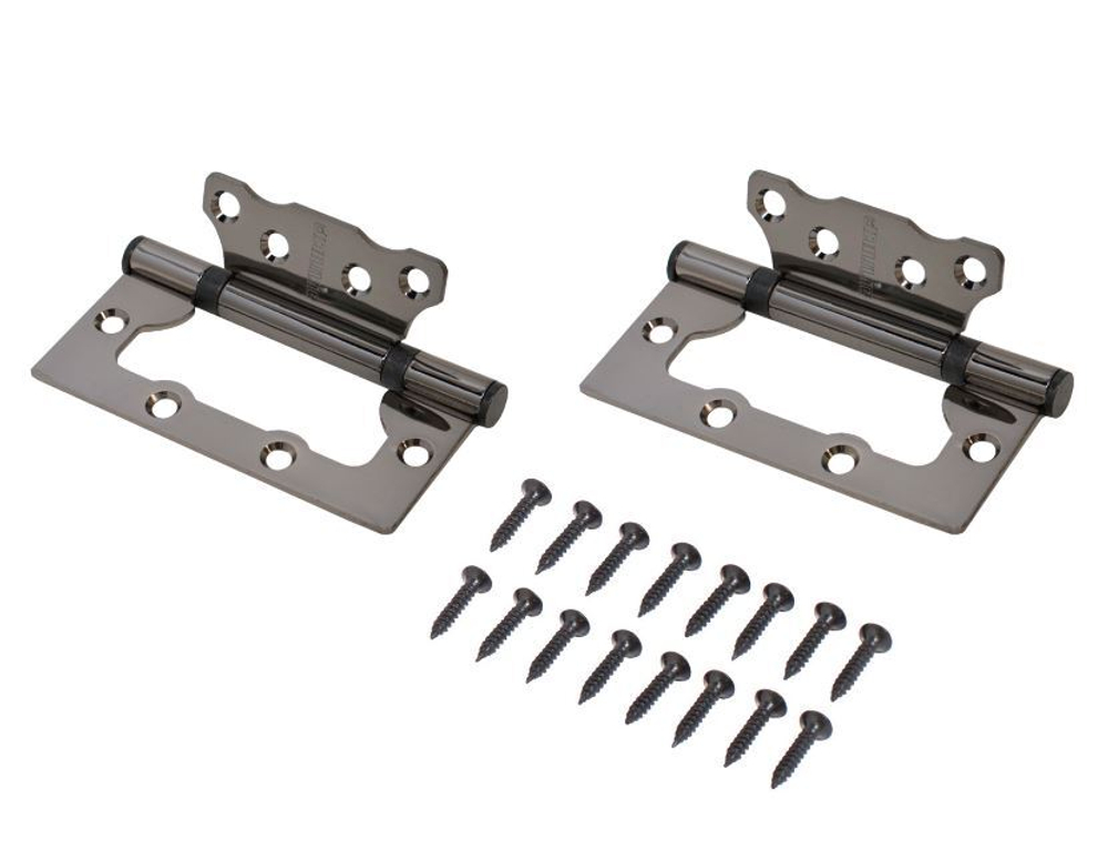 Петля  БЕЗ ВРЕЗКИ  АЛЛЮР  накл. 2BB BN черн.никель (цена за 2шт) 100*75  2 подш. БЛИСТЕР  / 12162