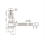 Сифон бутылочный Orio А-7001, 1 1/2"х40мм, решетка d=70мм, гибкая труба