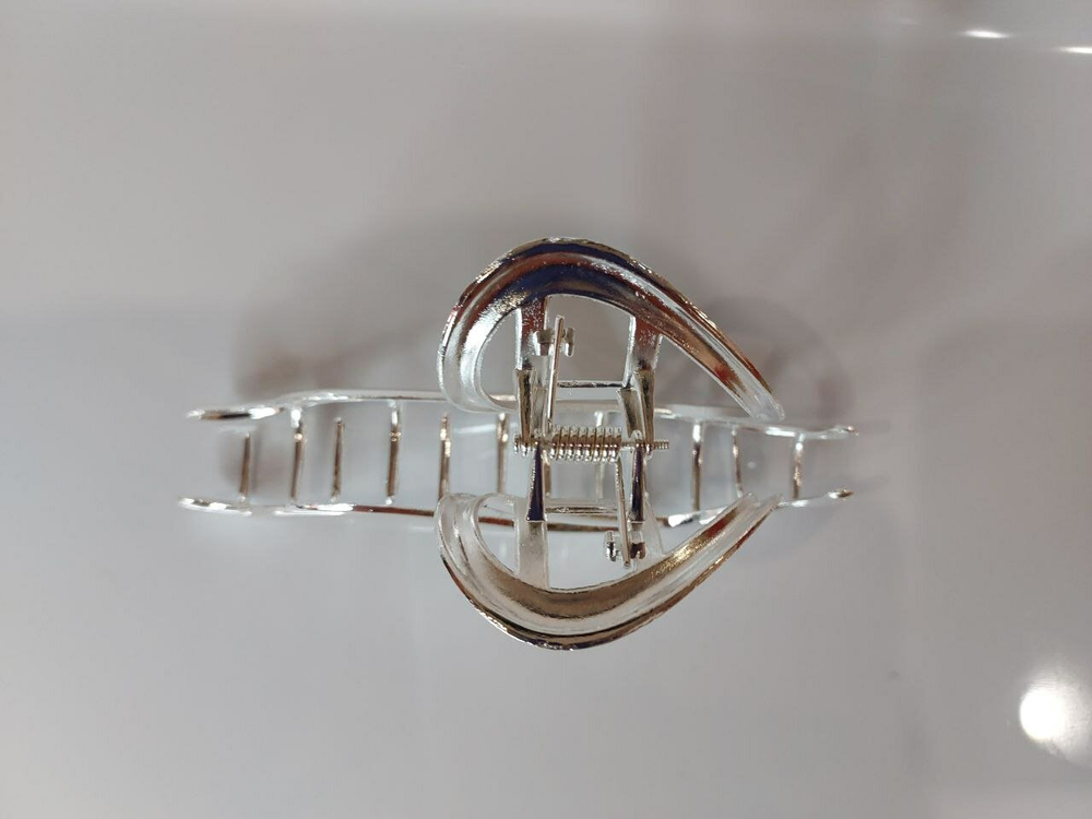 Заколка-краб. Краб  "Петля".  Для всех типов волос. Заколка металлическая Усиленная. Цвет "Серебро"