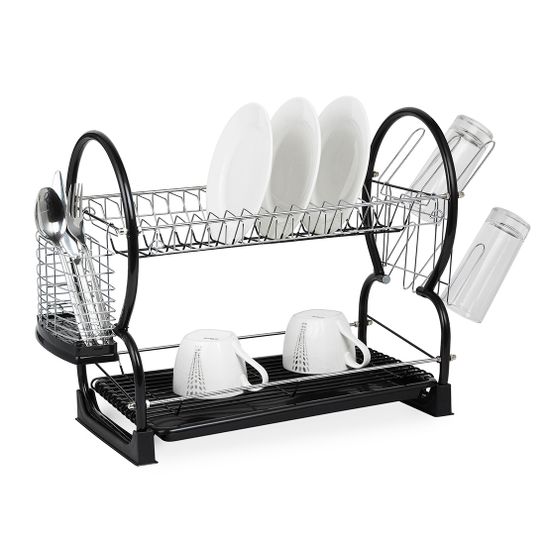 Сушилка для посуды двухъярусная черная Kamille KM-0765B