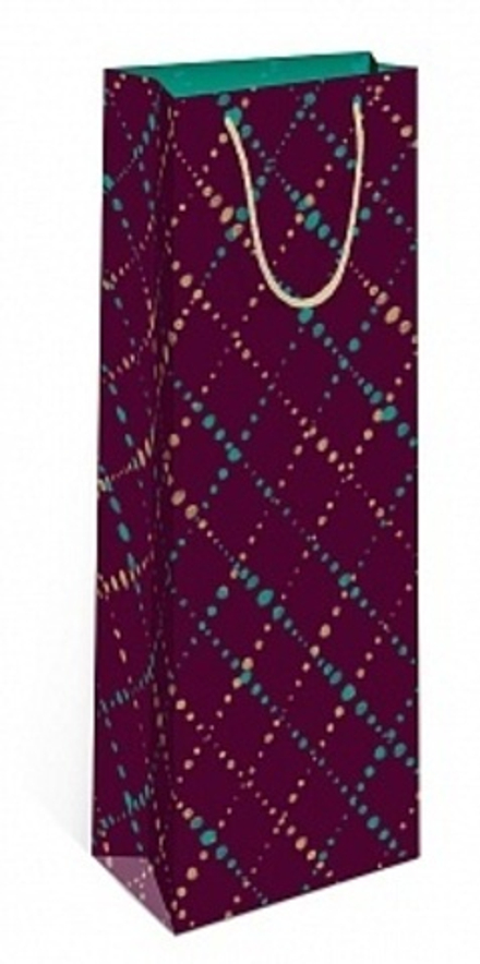 Пакет подарочный для вина Текстура точек Бордовый 36*12*9 см