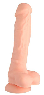 Телесный реалистичный фаллоимитатор DUAL DENSITY SILICONE DILDO - 18,5 см. (Цвет: телесный)