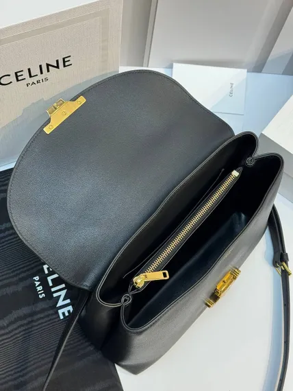Сумки CELINE MEDIUM NINO из блестящей телячьей кожи черный