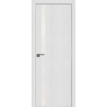 Межкомнатная дверь экошпон Profil Doors 6ZN монблан с алюминиевой кромкой Eclipse с белым стеклом