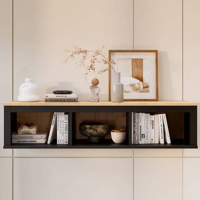 Полка навесная с 3 секциями Хемнэс/Кымор, 148х34х37см, черный/светло-коричневый