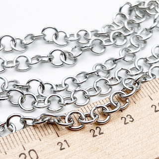 Цепочка, цвет серебро (родий), размер звена около 6 мм, цена за отрезок 50 см