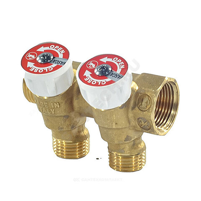 Коллектор латунь 3/4" ВР/НР на 3 вых 1/2" НР м/о 35мм под конус с запорными клапанами R585C Giacomini R585CY063