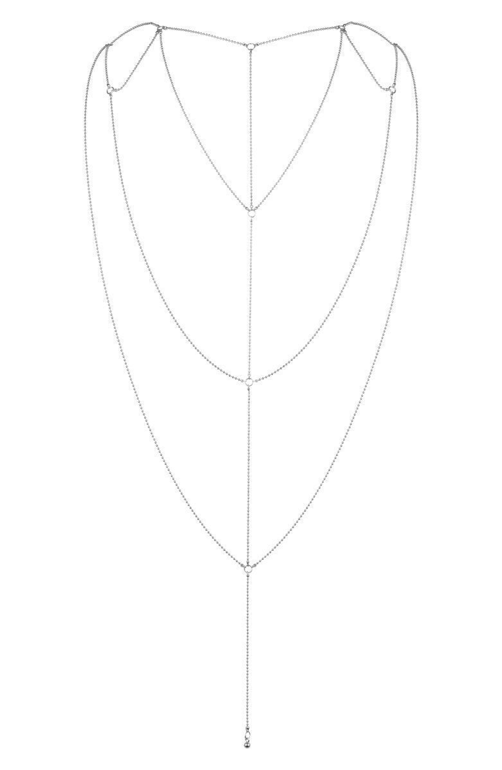 Серебристое плетеное украшение Magnifique Back and Cleavage Chain (Цвет: серебристый)