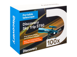Телескоп Levenhuk Discovery Sky Trip ST50 с книгой Космос. Непустая пустота и держателем для смартфона