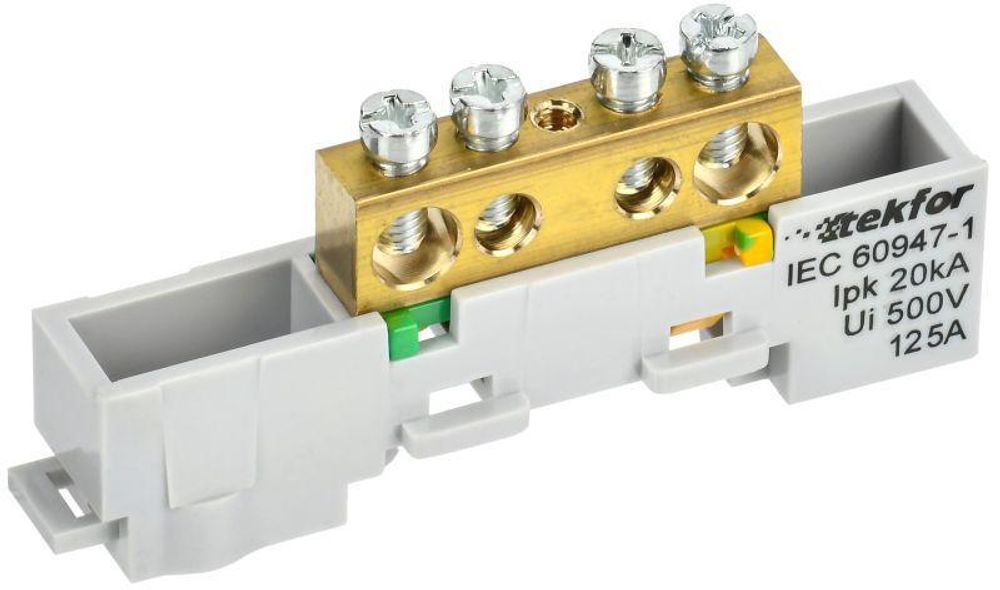 Шина PE &quot;земля&quot; неизол. на универс. держ. 8х12-4-Ж TEKFOR IEK TF-NN20-04-DL-K05