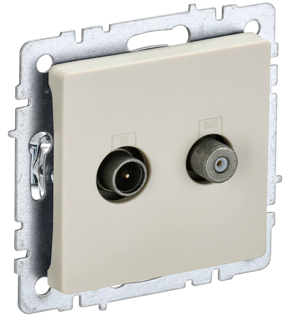BRITE Розетка двойная TV+SAT РТВ/РСп12-БрКр бежевый IEK