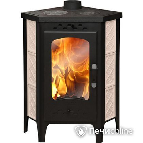 Печь-камин Бавария (Экокамин) Угловая Изразец с плитой