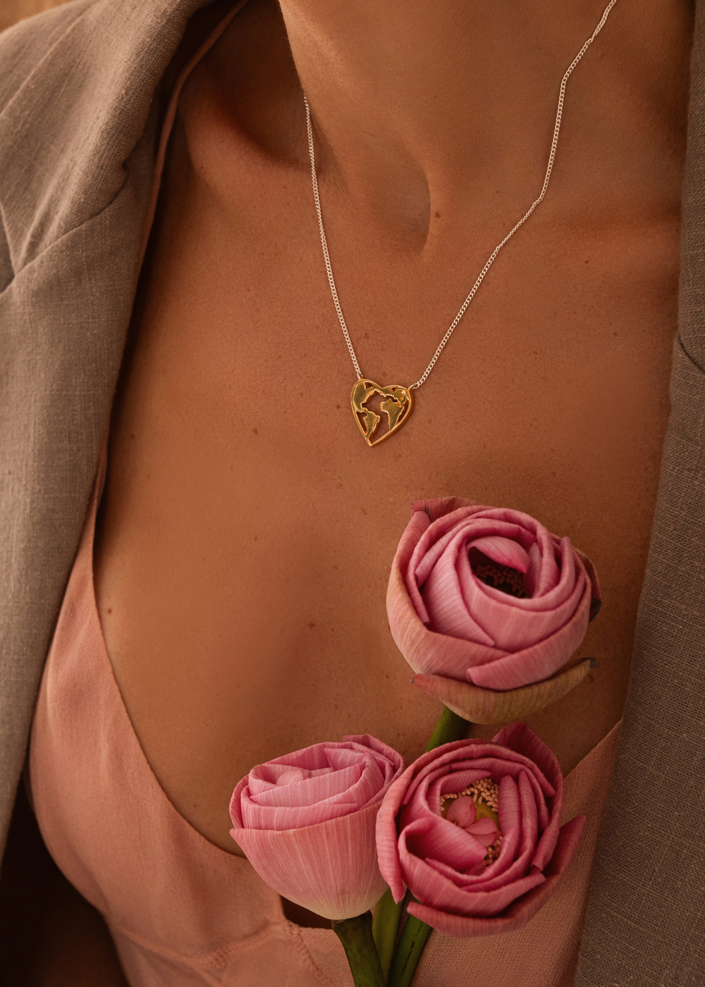 Колье «Континенты» с позолотой