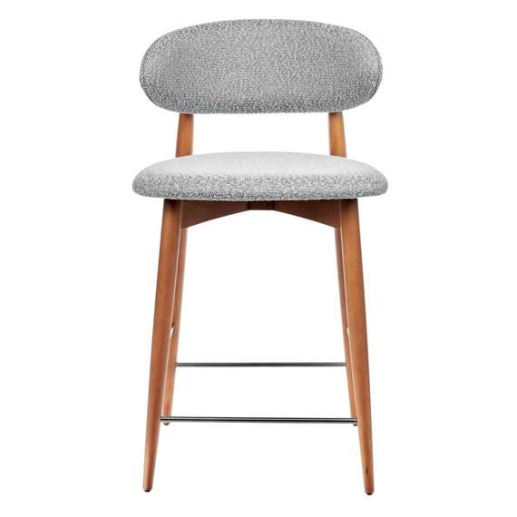 Полубарный стул Mod, светло-серое букле, ножки цвета орех