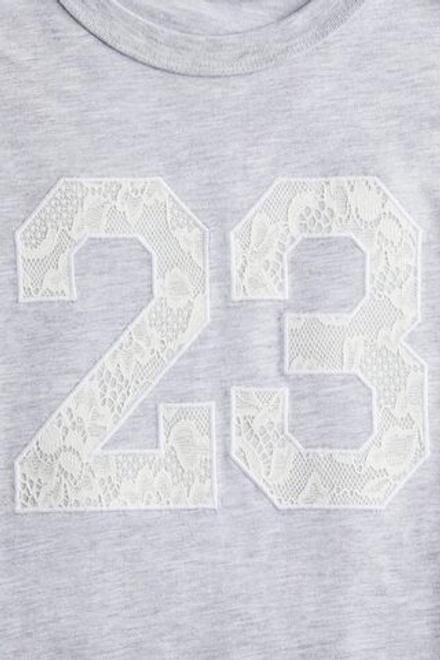 H&M Футболка оверсайз с принтом, светло-серый