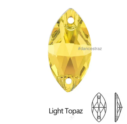 Стразы пришивные, Horse Eye, Light Topaz, 226, 9*18mm, (36 ea/pkg), 5A+, (F2)