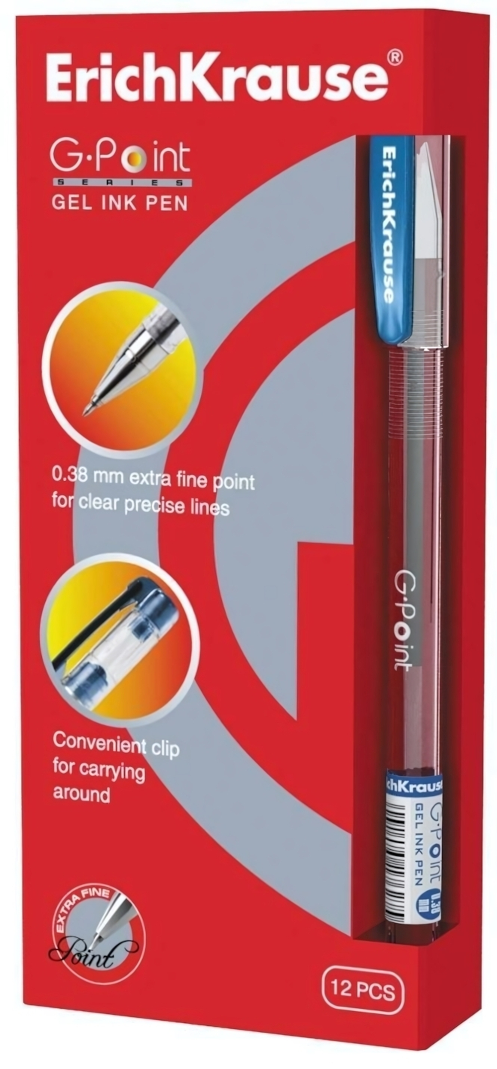 Ручка гелевая 0,38 мм, синяя "G-POINT" (ErichKrause)