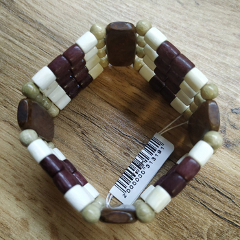 Браслет Четырехрядка, дерево, цвет ассорти, ширина 30 мм