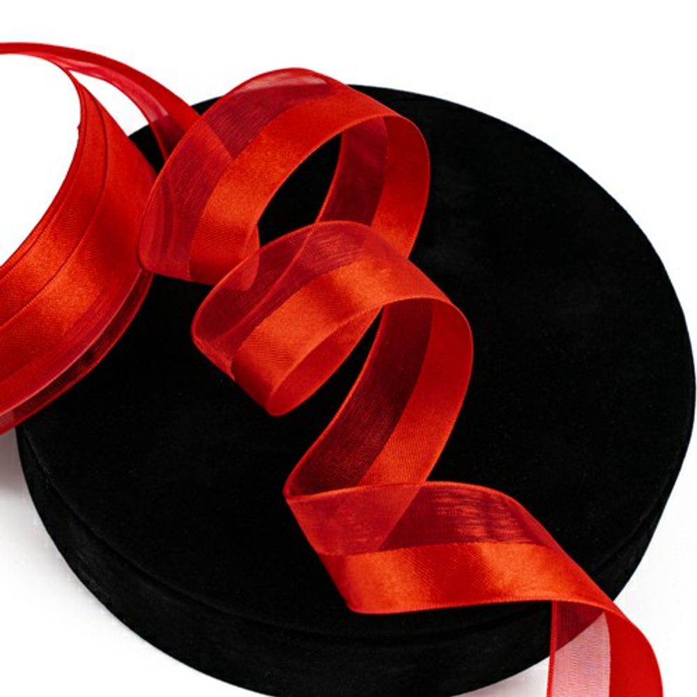 Лента атлас/шифон "Премиум" 2,5см*18м Красный