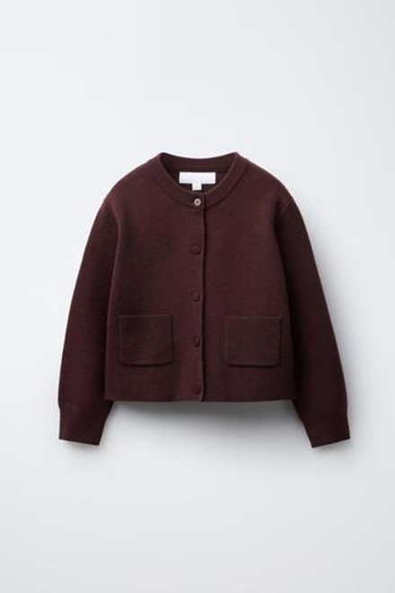 ZARA ВЯЗАНЫЙ КАРДИГАН С КАРМАНАМИ, БУРГУНДИ