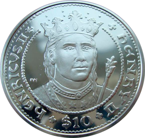 Британские Виргинские о-ва 10 долларов 2007 Король Генрих II Короли и королевы Англии Серебро