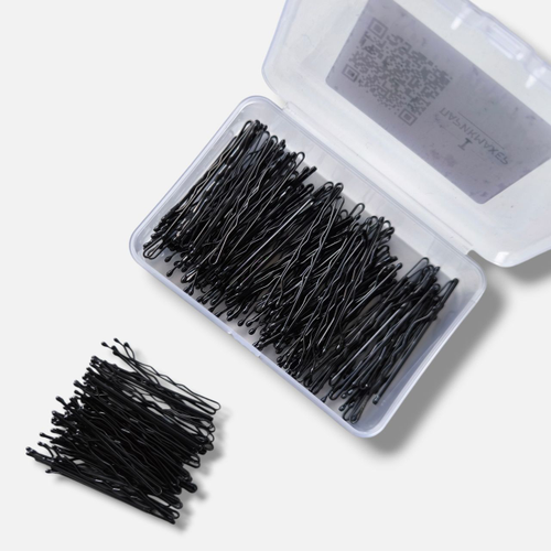 Набор черных волнистых невидимок в коробке IPARIKMAHER 50 мм 100 шт