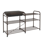 Подставка для обуви 2-х полочная 80 "Альфа 33" с сиденьем с ящиком коричневый