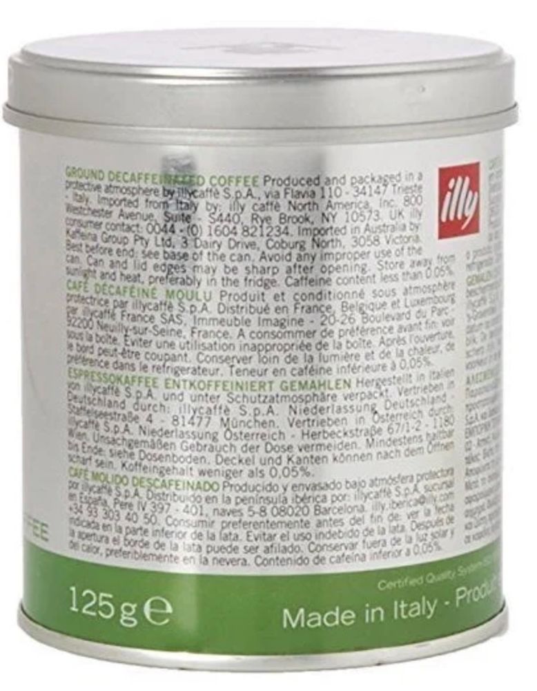 Кофе молотый illy DECAF без кофеина 125 г