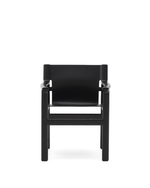 Стул Jan из переработанной кожи черного цвета и ясеня в черном цвете