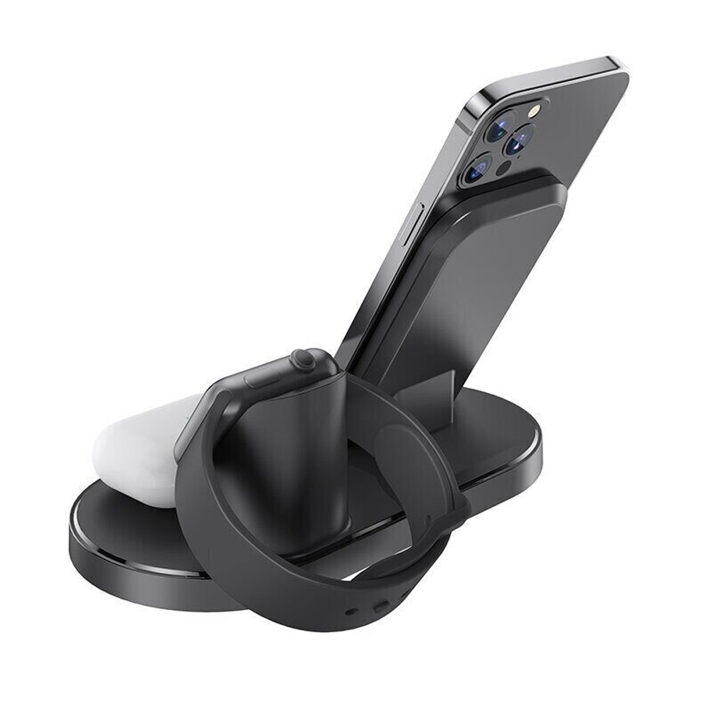Беспроводная зарядка BOROFONE BQ10 3в1 15W (черный)