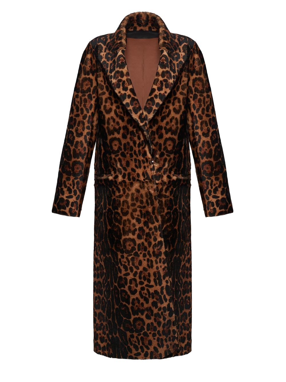 Дубленка леопард двусторонняя без пояса