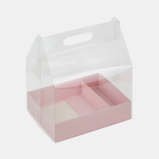 Переноска пластиковая 232*172*255 мм с коробкой и разделителем (розовый)