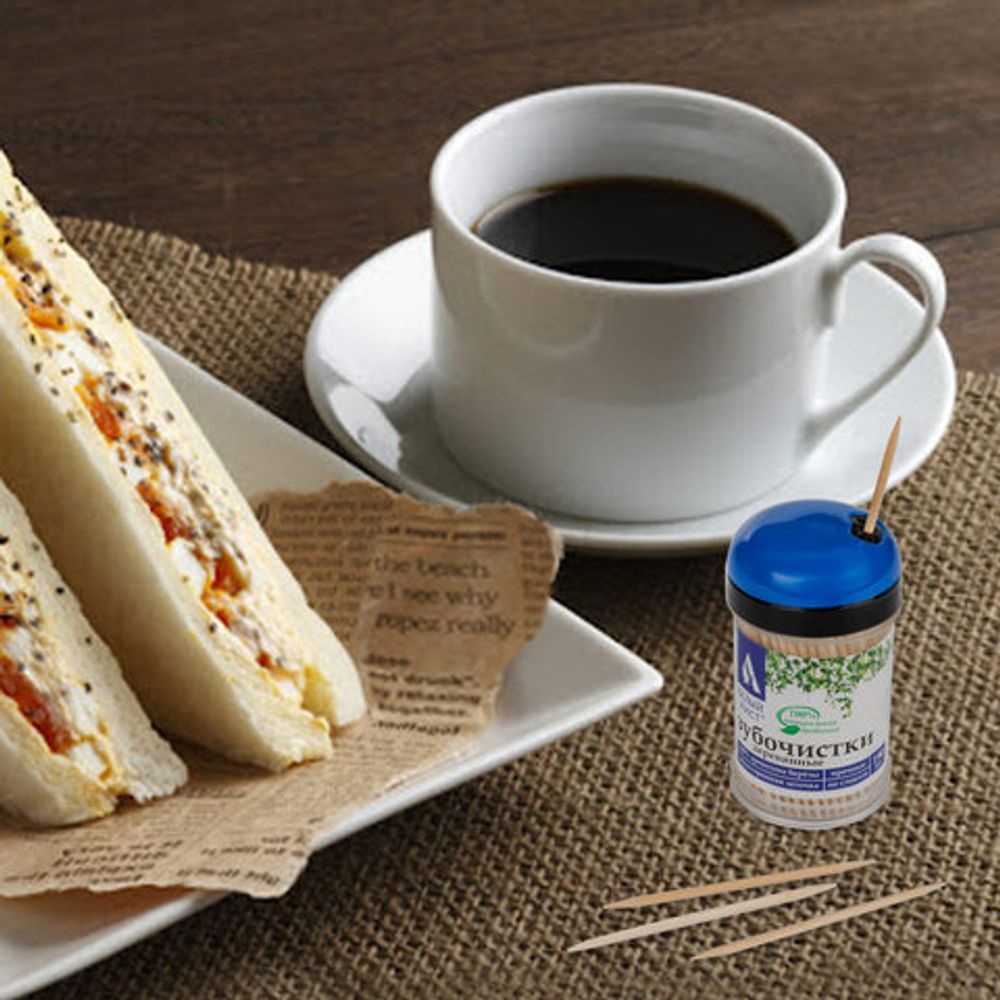 Зубочистки деревянные 190 штук в диспенсере с крышкой, БЕЛЫЙ АИСТ, берёза, 607566, 81